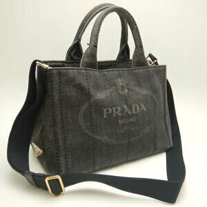 Prada Tote Canvas Bag Black Nero Canapa